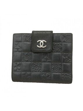 Chanel Wallet Icon Lambskin Black Silver